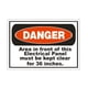 thumbnail image 1 of Señal de seguridad eléctrica de metal y aluminio para pared, con el texto "Peligro de mantener el área libre". Tamaño: 8 x 12 pulgadas, 1 of 4