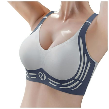 Sports Bras For Women Plus Size Push Up Bralettes For Women Bras For Older Women No Underwire Full Coverage Bralette Bra Comfortable Wireless Bras Push Up Seamless V Neck Bras #03 Blue M