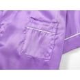 thumbnail image 3 of Topgal Little Girls Comfy Satin Sleepwear Pajamas 2pc Short Sleeve & Pant Kid Classic Purple Silky Lounge Set Size 10, 3 of 7