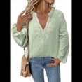 thumbnail image 2 of Blusa de Bordada con Cuello en V y Larga Estilo Bohemio para Mujer Verde Matcha L, 2 of 10
