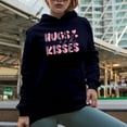 thumbnail image 2 of Retro Prints on Hugs and Kisses Romantic Holiday Perfect Gift, Navy Hooded Sweatshirt or Hoodie, 3XL, 2 of 5