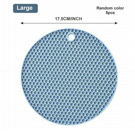 

Journey 1/5/10pcs SiliconeTable Mat with Hanging Hole Heat-Resistant Anti-Slip Coasters Round ShapeTable Placemat for Kitc(L 5pcs)