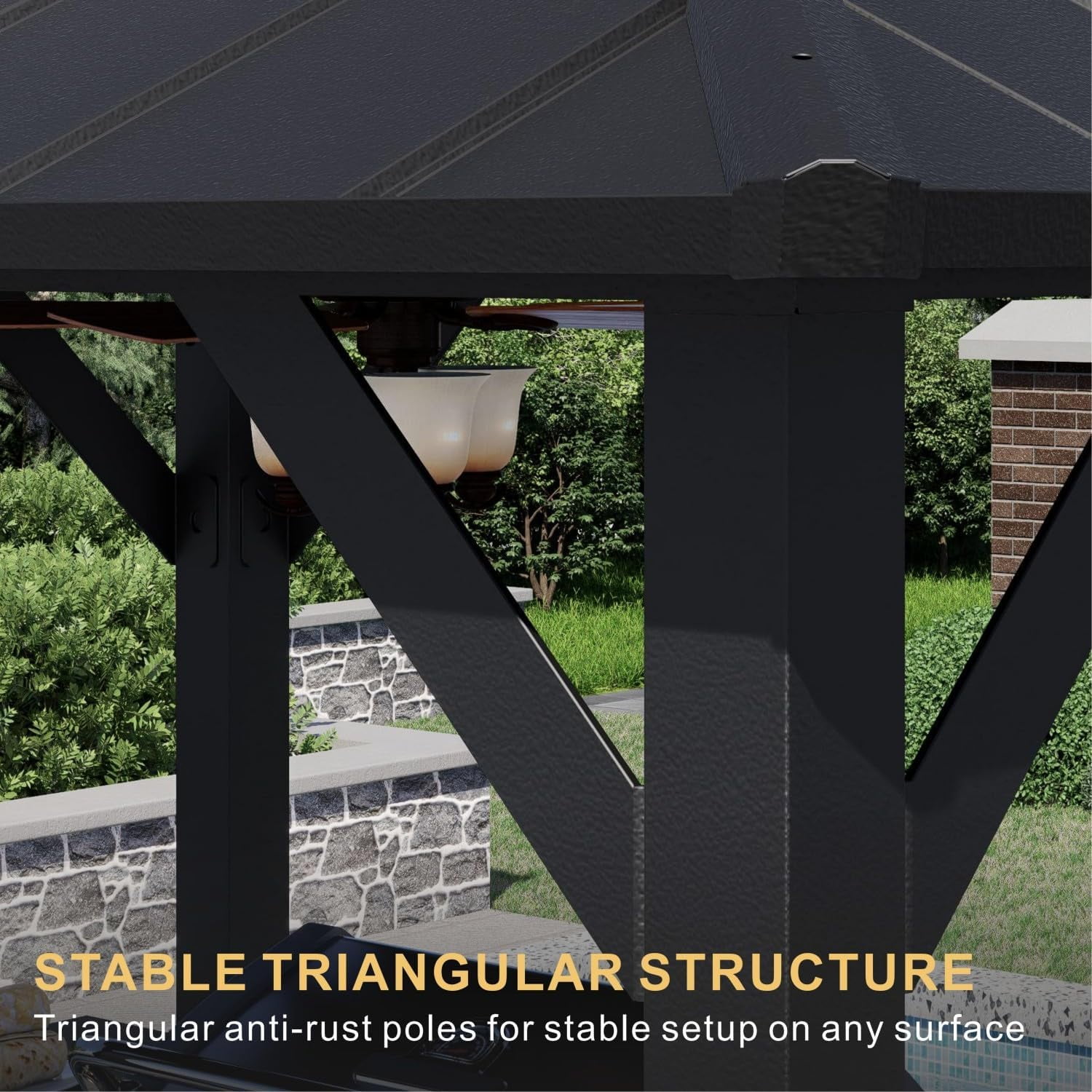 SOLUMIA 8' x 6' Hardtop Grill Gazebo with Galvanized Steel Roof, Aluminum Frame and Side Shelves for Patio