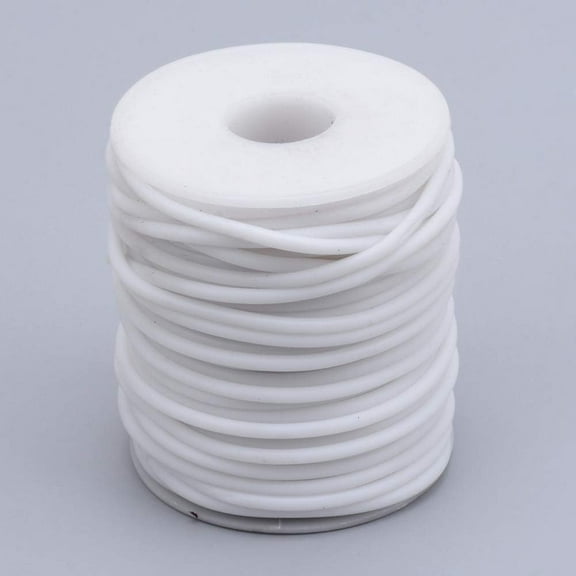 54.7 Yards 2mm Hollow Pipe PVC Tubular Rubber Cord with 1mm Hole White Plastic Lacing String Tubing Knitting Barber Cord Wrapped Around White Plastic Spool for Versatile ApplicationsWhite