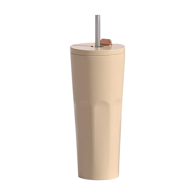 Vaso térmico de viaje de acero inoxidable de triple capa con tapa antiderrame y popote, libre de BPA, 710 ml