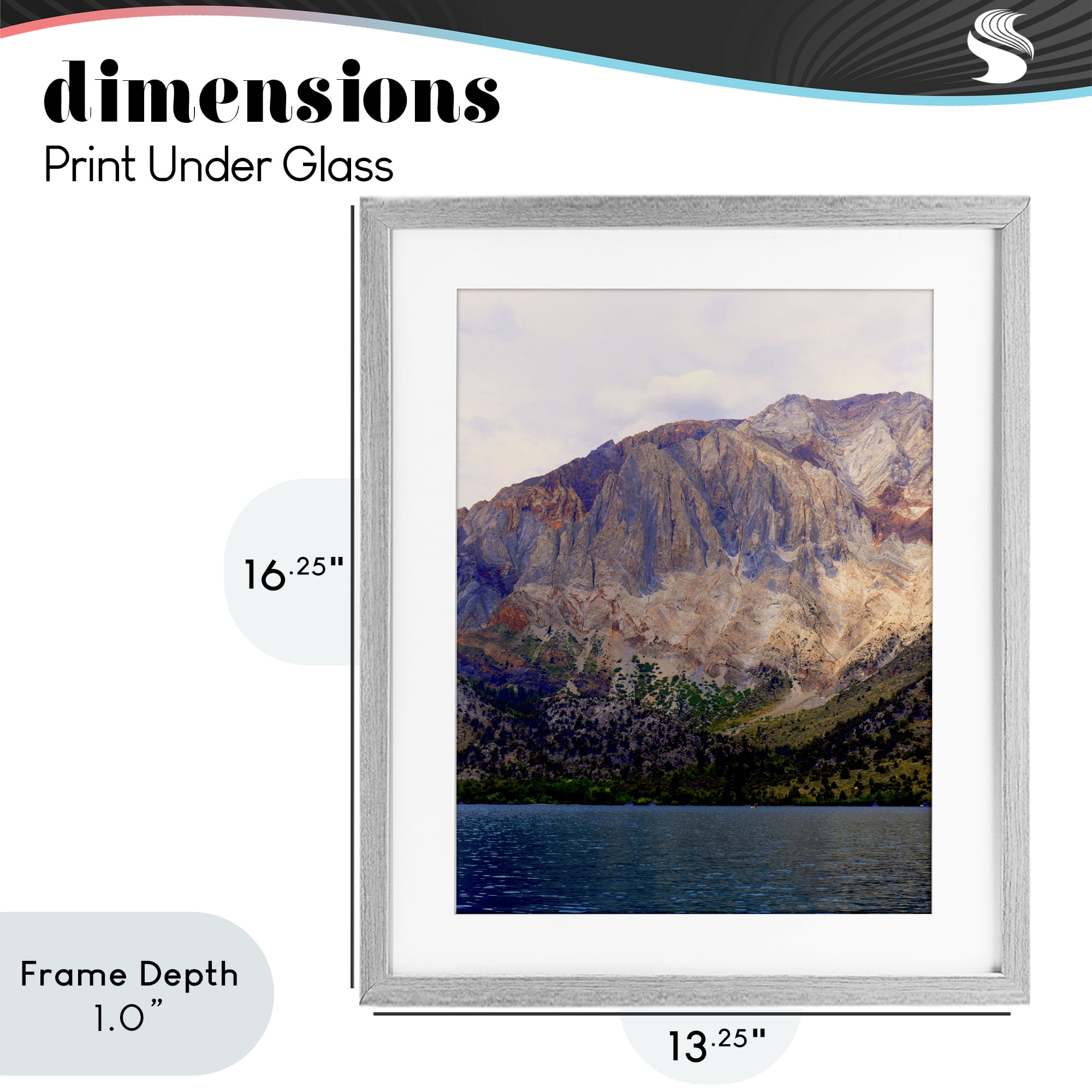 Stupell Industries Serene Lake Beneath Mountains Gray Framed Print Under Glass, design by Gemma Bardot
