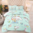 thumbnail image 1 of Juego de cama con edredón de 3 piezas con dibujos animados de Cinnamoroll, color verde, tamaño Twin, 1 of 8