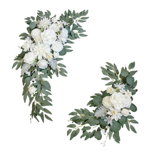 Conjunto de arco de flores artificiales para boda, letrero de bienvenida, guirnalda de rosas, multiusos Estilo A