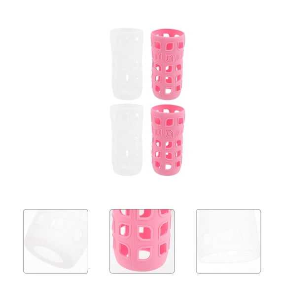 LOLIPPYY 4-Pack Soft Silicone Bottle Covers Anti-Drop Protective Sleeves for Glass Cups and Bottles