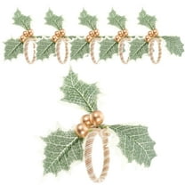 Moluckfu 6Pcs Golden Round Silk Cloth Napkin Rings for Table and Christmas