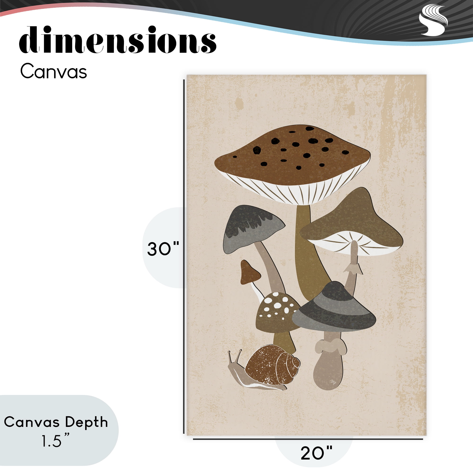 Stupell Industries Earthy Fungi Mushrooms & Snail Canvas Wall Art, design by Martina Pavlova