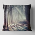 thumbnail image 2 of Designart Morning Sunbeams to Forest Road - Landscape Photography Throw Pillow - 16x16, 2 of 5