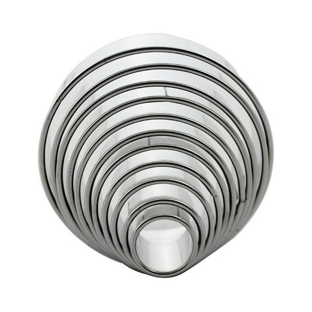 Juego de cortadores de galletas redondos de acero inoxidable, 11 cortadores circulares de galletas, moldes redondos para anillos de rosquilla para hornear