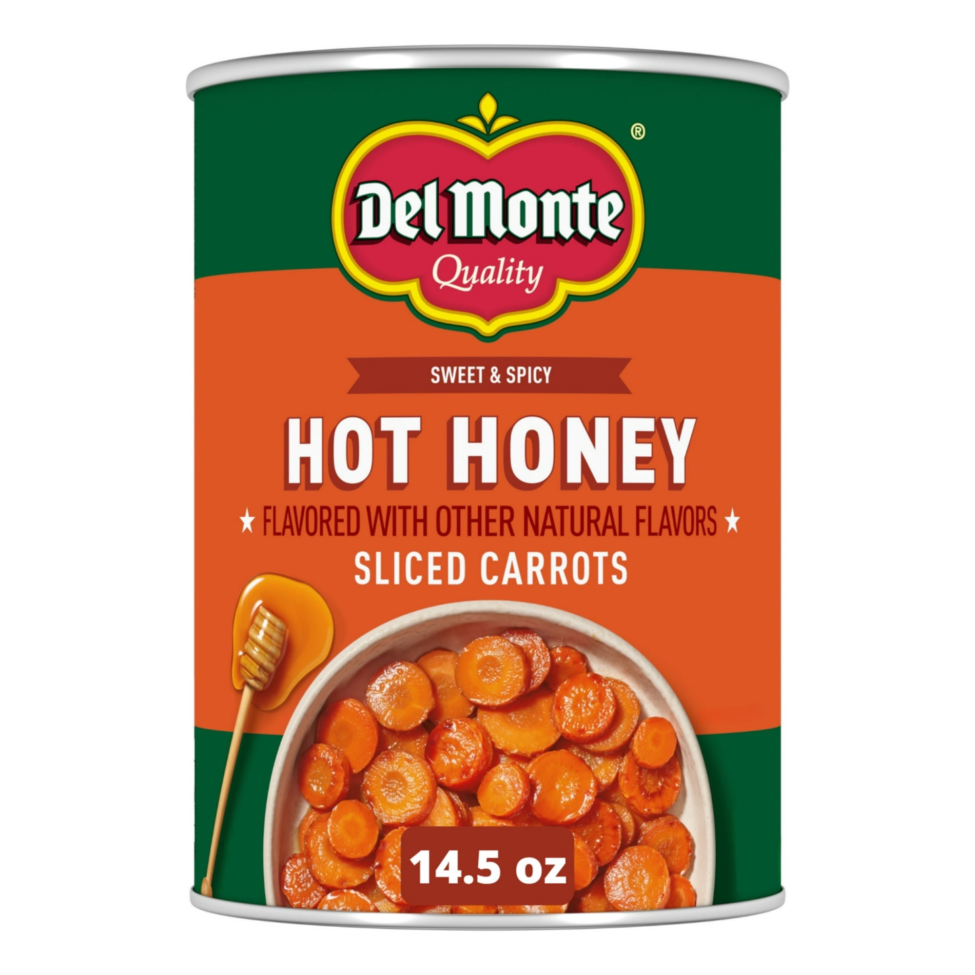 Del Monte Hot Honey Flavored Sliced Carrots, Canned Vegetables, 14.5 oz. Can (Pack of 4)