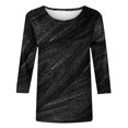 thumbnail image 5 of BLVB Summer Tops for Women Crewneck 3/4 Sleeve Tees Glitter Sparkly Shirts for Women Dressy Casual T Shirts Black 1, 5 of 5