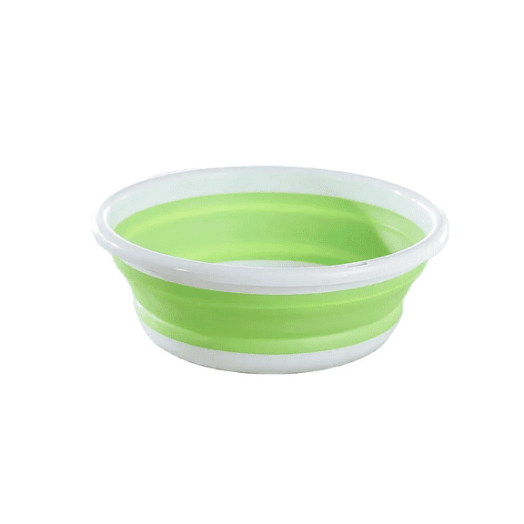 YBM Home 5.5 Quart Plastic Round Wash Basin Tub Dishpan for Washing Dishes, Plastic Collapsible Design for Camping saving space and Multipurpose for Face Cleansing, Green, K1331