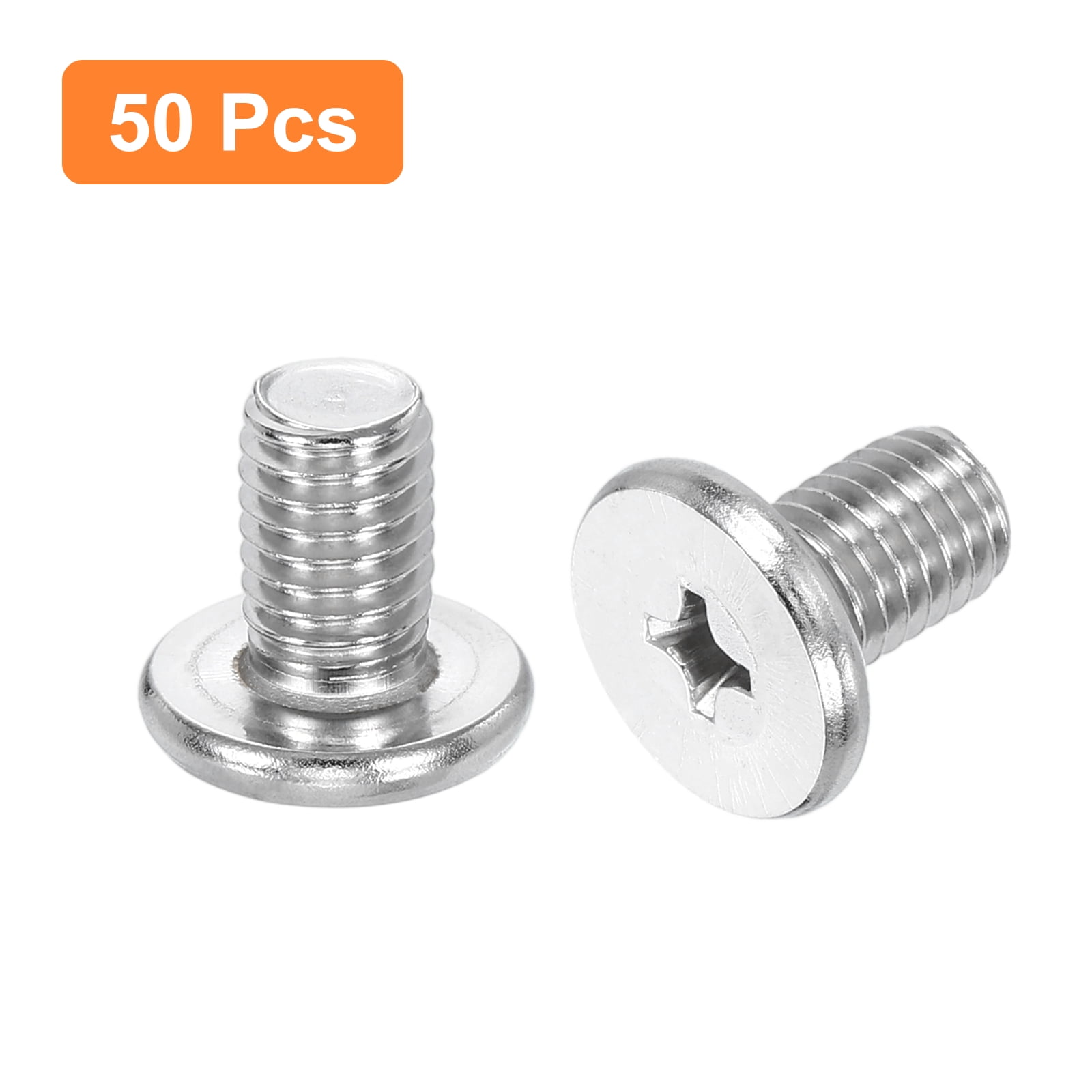 M8-1.25 x 12mm 50Pack Metal Flat Round Head Screws Phillips Drive Machine Bolt