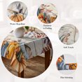 thumbnail image 5 of Orange Blue Fall Table Cloth Waterproof Tablecloths, Vintage Thanksgiving Pumpkins Maple Leaf Tablecloth Dining Table Cover for Kitchen Party Tabletop Outdoor, Rectangle Tablecloth 60x120 Inch, 5 of 9