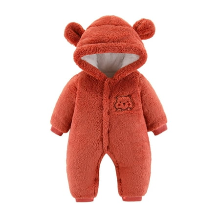 

Boys Bodysuits Baby Girls Long Sleeve Cute Cartoon Animals Solid Bear Ears Hooded Romper Jumpsuit Coat Outfit Clothes