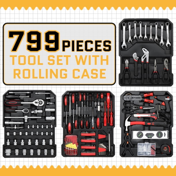 UBesGoo 799 Pcs Household Tool Set, Mechanics Kit with Trolley