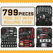 UBesGoo 799 Pcs Tool Set, Household Repair Hand Tool Kit, Mechanics Tool Kit, with Trolley Case, Silver