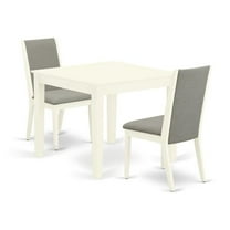 East West Furniture Oxford 3-piece Wood Dining Set in Linen White/Shitake