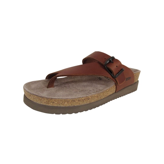 Mephisto Womens Helen Leather Thong Sandal, Chestnut, US 12
