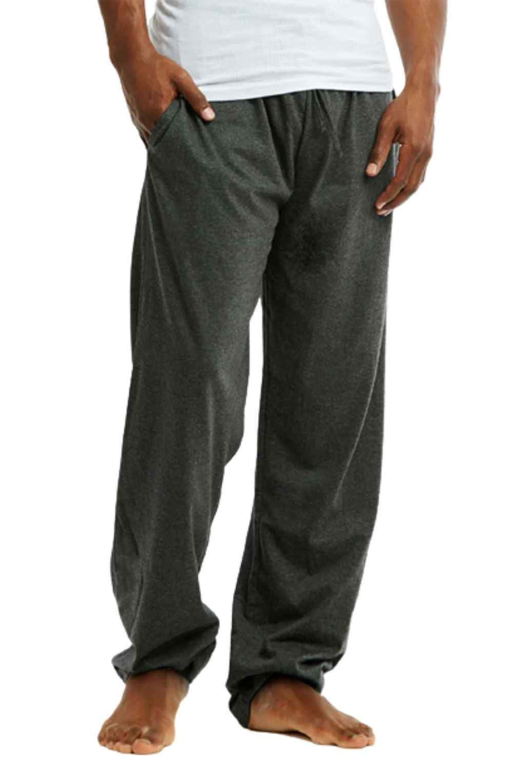 Men's Cotton Knitted Pajama Pants with Pocket Drawstring / Sleepwear ...