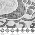 thumbnail image 6 of Chezmoi Collection Oversized Bedspread 138x122, Jacquard Matelasse Floral Damask Design, 5-Piece Lightweight Reversible Microfiber Coverlet Set Textured Dot Border, Alaskan King, Dark Gray/White, 6 of 9