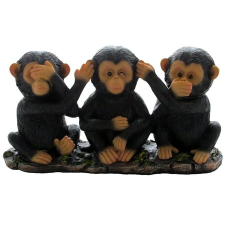 See, Hear and Speak No Evil Monkey Figurine Statuette Decoration for Decorative African Jungle Safari or Tropical Decor Sculptures by Home 'n Gifts