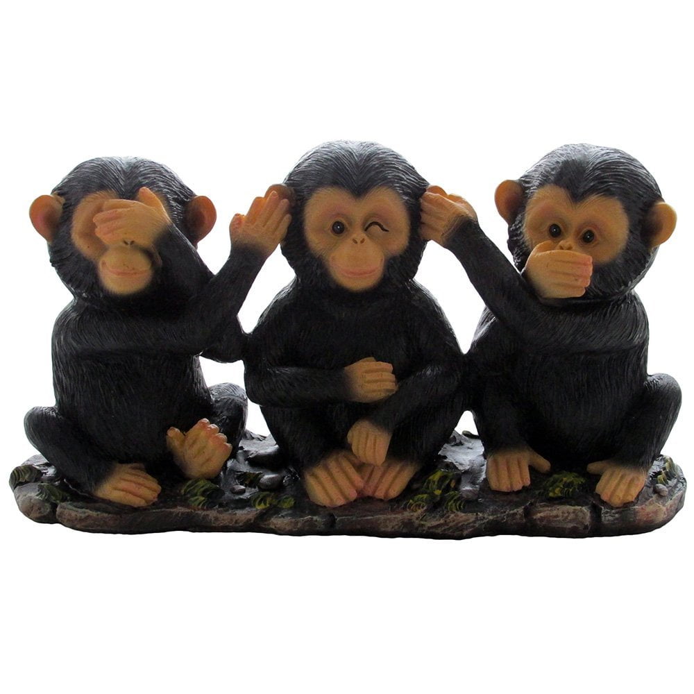 See, Hear and Speak No Evil Monkey Figurine Statuette Decoration for Decorative African Jungle