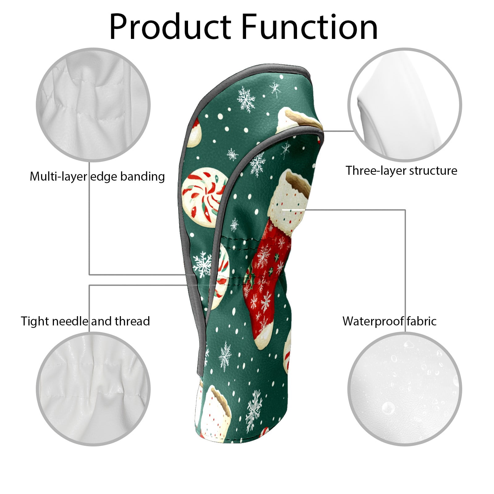 Golf Club Covers PU Leather Waterproof Head Covers for Fairway Woods Hybrids Christmas Stockings