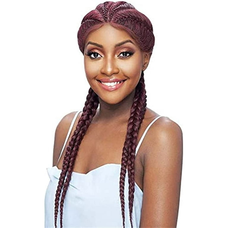 Braided Wigs Brown Synthetic Cornrow Box Braid Full Lace Front