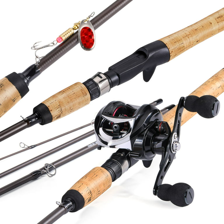  Baitcasting Fishing Rod Combo 2.1M 4 Sections Carbon Body EVA  Handle Rod and 6.3:1 Gear Ratio Casting Reel : Sports & Outdoors