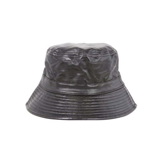 PU Black Leather Bucket Hat