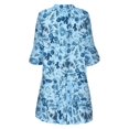 thumbnail image 5 of XIAONU Tiered Loose Fit Mini Dress for women Turn Down Collar Three Quarter Bell Sleeve Daily Summer Short Tunic Dress, 5 of 9