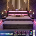 thumbnail image 4 of Homieasy King Size Bed Frame with Charged Station and LED Strip, Industrial Metal Platform Bed with Headboard and 2 Storage Drawers, No Box Spring Needed, Noise-Free, Easy Assembly,, 4 of 8