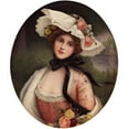 thumbnail image 2 of Wagner 12x14 Black Ornate Wood Framed Double Matted Museum Art Print Titled: Portrait of a Beauty Holding Roses, 2 of 5