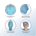 thumbnail image 5 of Northlight 50 Ensembles de Bonnets, Robes et Chaussons Jetables de Protection Personnelle Bleus - Taille Moyenne, 5 of 5