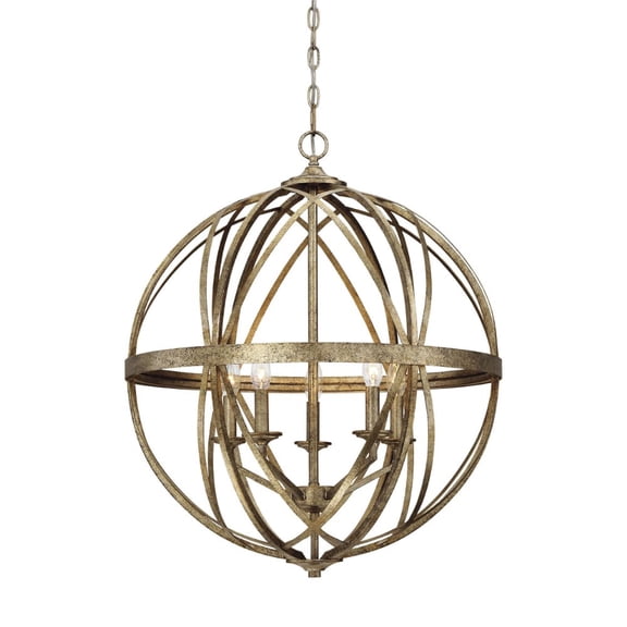 2285-VG Millennium Lighting Lakewood - 5 Light Pendant-28 Inches Tall and 24 Inches Wide-Vintage Gold Finish    -Traditional Installation