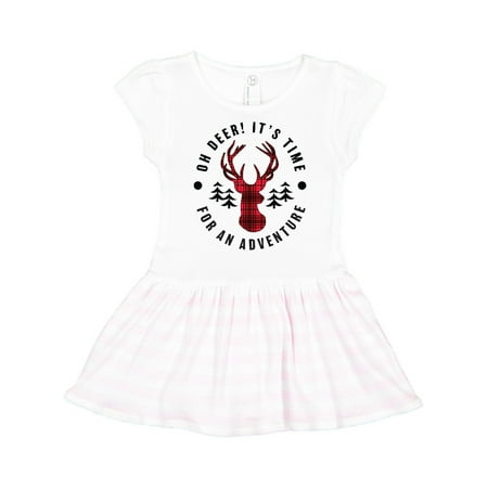 

Inktastic Plaid Oh Deer It s Time for an Adventure with Trees Gift Toddler Girl Dress