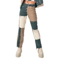 thumbnail image 1 of goowrom Jeans Patchwork pour Femmes, Taille Haute, Pantalon en Denim, 1 of 8