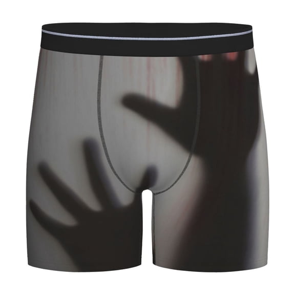 Rateoe Bloody Hand Behind Print Men’s Underwear Boxer Briefs Soft Comfortable Underwear Boxer Briefs, Long Leg Briefs,Anti-chafing Boxer Briefs