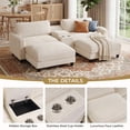 thumbnail image 6 of Ebello Oversized Modular Sofa Set, Loveseat with Ottomans & Center Console with Cup Holders – Corduroy Overstuffed Fabric Sofa Bed for Living Room,Easy Assembly(White), 6 of 9