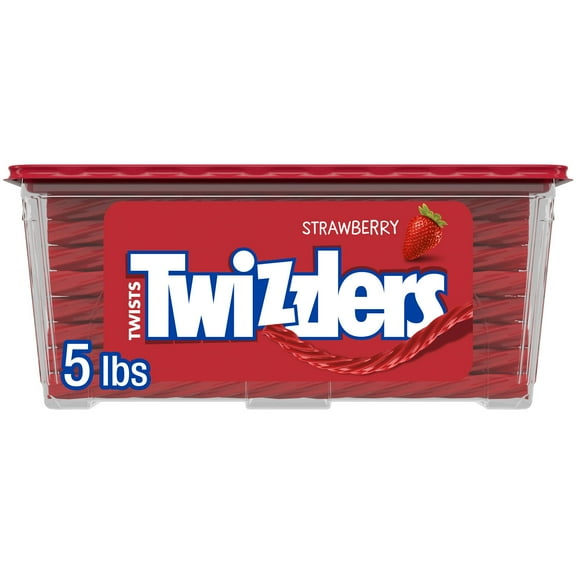 Twizzlers Twists Strawberry Flavored Licorice Style Low Fat Candy, Tub 5 lb