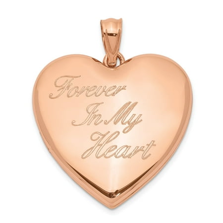 Rose Gold Plated Sterling Silver Heart Locket Pendant for Women Memorial Keepsake Jewelry with Forever in My Heart Engraving Symbolizes Love Remembrance and Memory