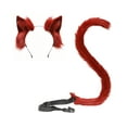 thumbnail image 3 of Conjunto de disfraz con pinza para el pelo y cola de orejas de gato, regalos y accesorios de animales para disfraces y cosplay. Rojo, 3 of 9