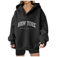 thumbnail image 2 of New York Hoodies for Women 2025 Fall Winter Long Sleeve Oversized Graphic Hooded Sweatshirt Streetwear Pullover Tops, 2 of 6