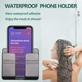 thumbnail image 4 of Wall Mount Phone Holder, Phone Stand with Adhesive and Data Cable Receiving Hole, Cell Phone Holder for Charging,Bedroom, Compatible with iPhone and Android (Black), 4 of 7
