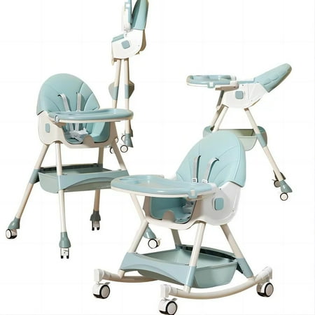 Baby High Chair Convertible Rocking Chair Toddler Feeding Tray Five-Point Seat Belt